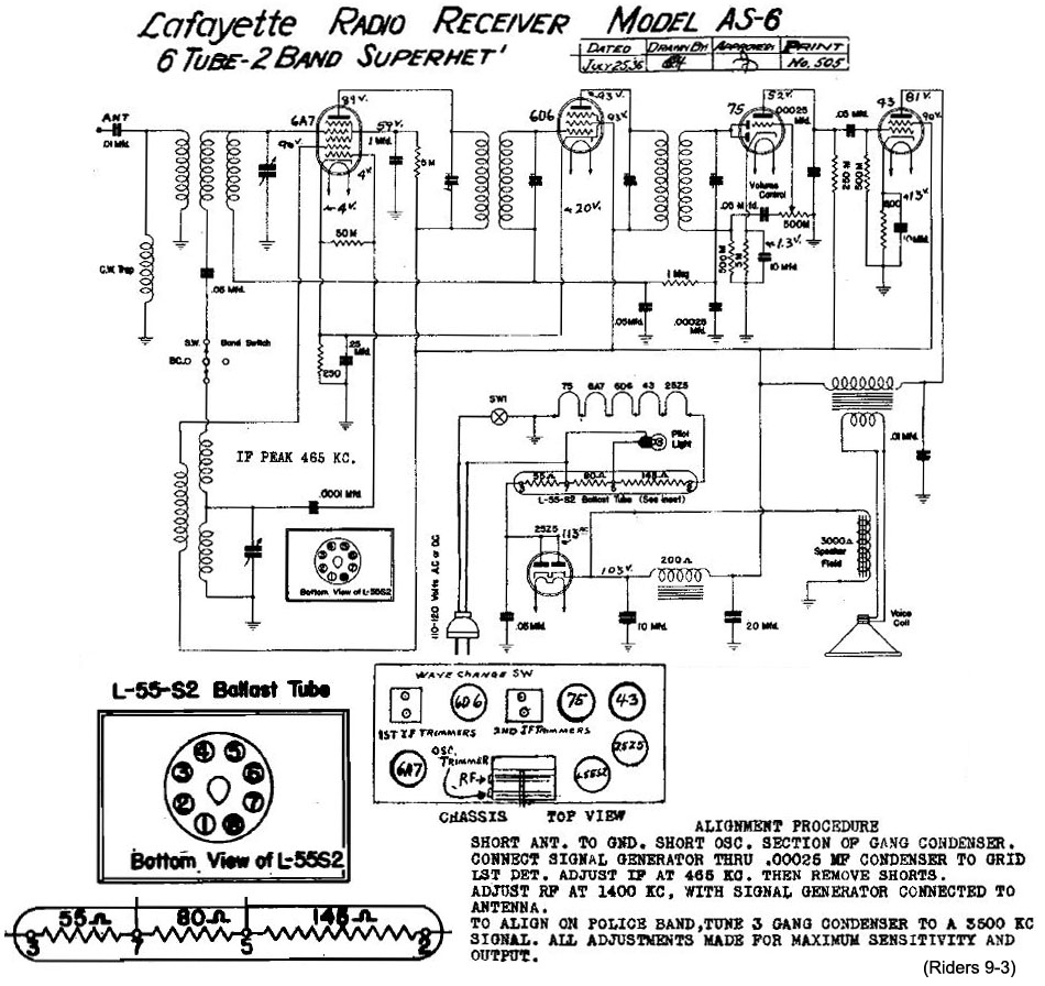 Climax Radio and Television Co. schematic for Layfayette AS-6 or La Salle